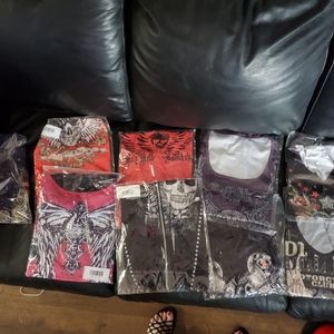 9 Rocker/Biker shirts. Size m/l.
